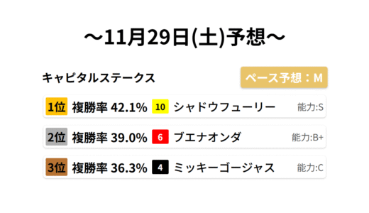 キャピタルステークス データサイエンス競馬予想-11月29日(土)-