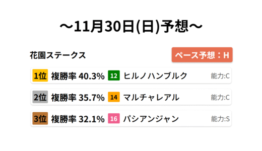 花園ステークス　　　 データサイエンス競馬予想-11月30日(日)-