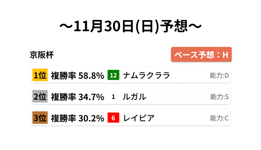 京阪杯　データサイエンス競馬予想-11月30日(日)-