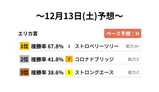 エリカ賞 データサイエンス競馬予想-12月13日(土)-