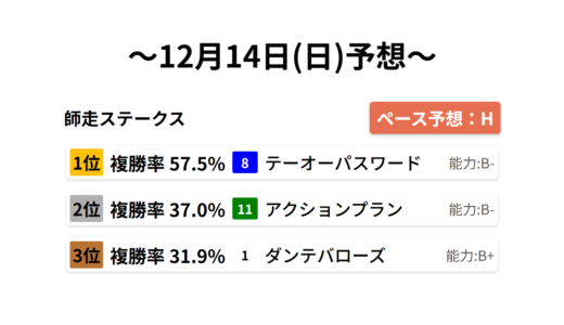 師走ステークス データサイエンス競馬予想-12月14日(日)-