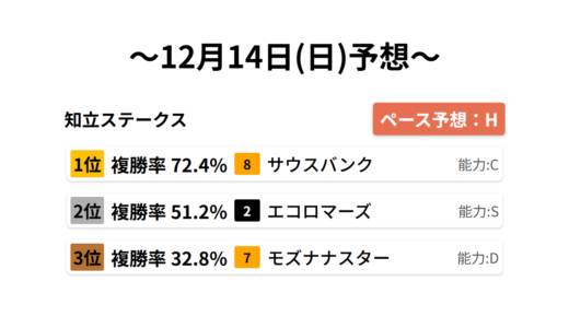 知立ステークス データサイエンス競馬予想-12月14日(日)-