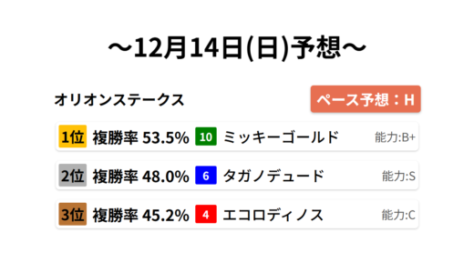 オリオンステークス データサイエンス競馬予想-12月14日(日)-