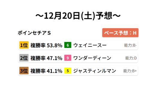 ポインセチアＳ データサイエンス競馬予想-12月20日(土)-