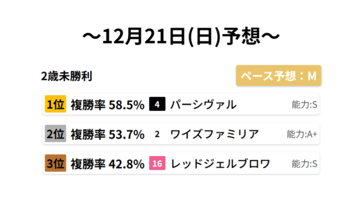 2歳未勝利 データサイエンス競馬予想-12月21日(日)-