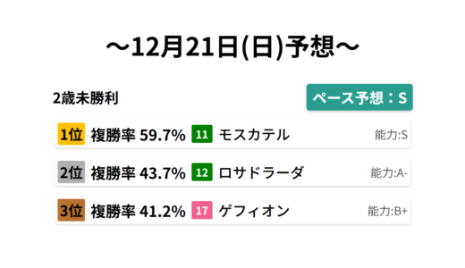 2歳未勝利 データサイエンス競馬予想-12月21日(日)-