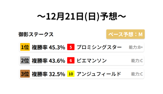 御影ステークス データサイエンス競馬予想-12月21日(日)-