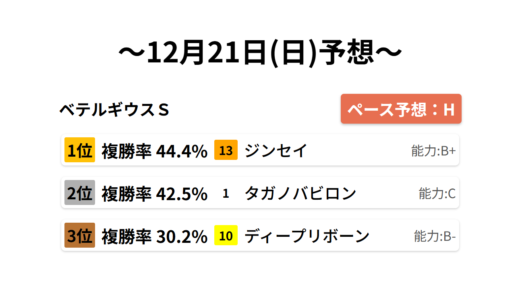 ベテルギウスＳ データサイエンス競馬予想-12月21日(日)-