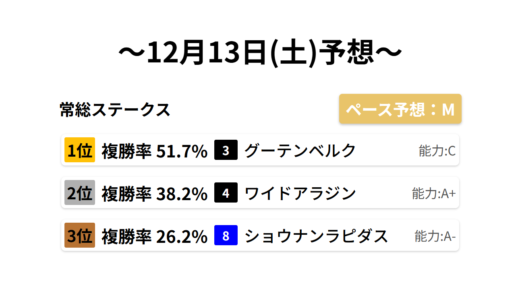 常総ステークス データサイエンス競馬予想-12月13日(土)-